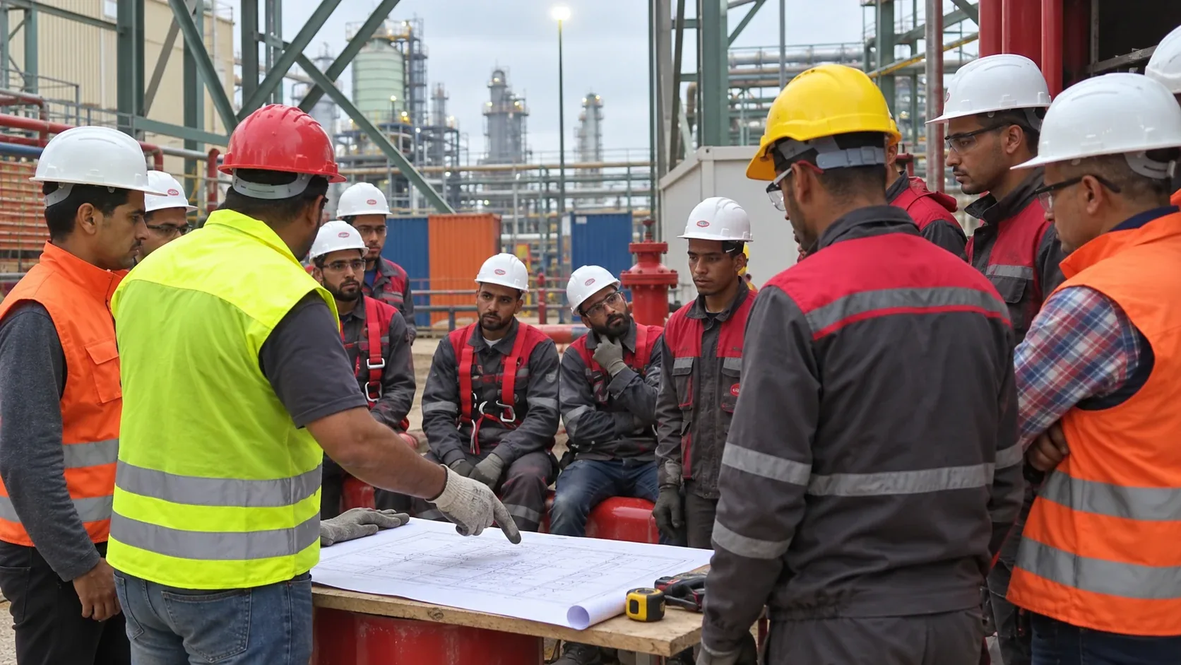 Étude technique et briefing sur un site industriel, visuel recréé