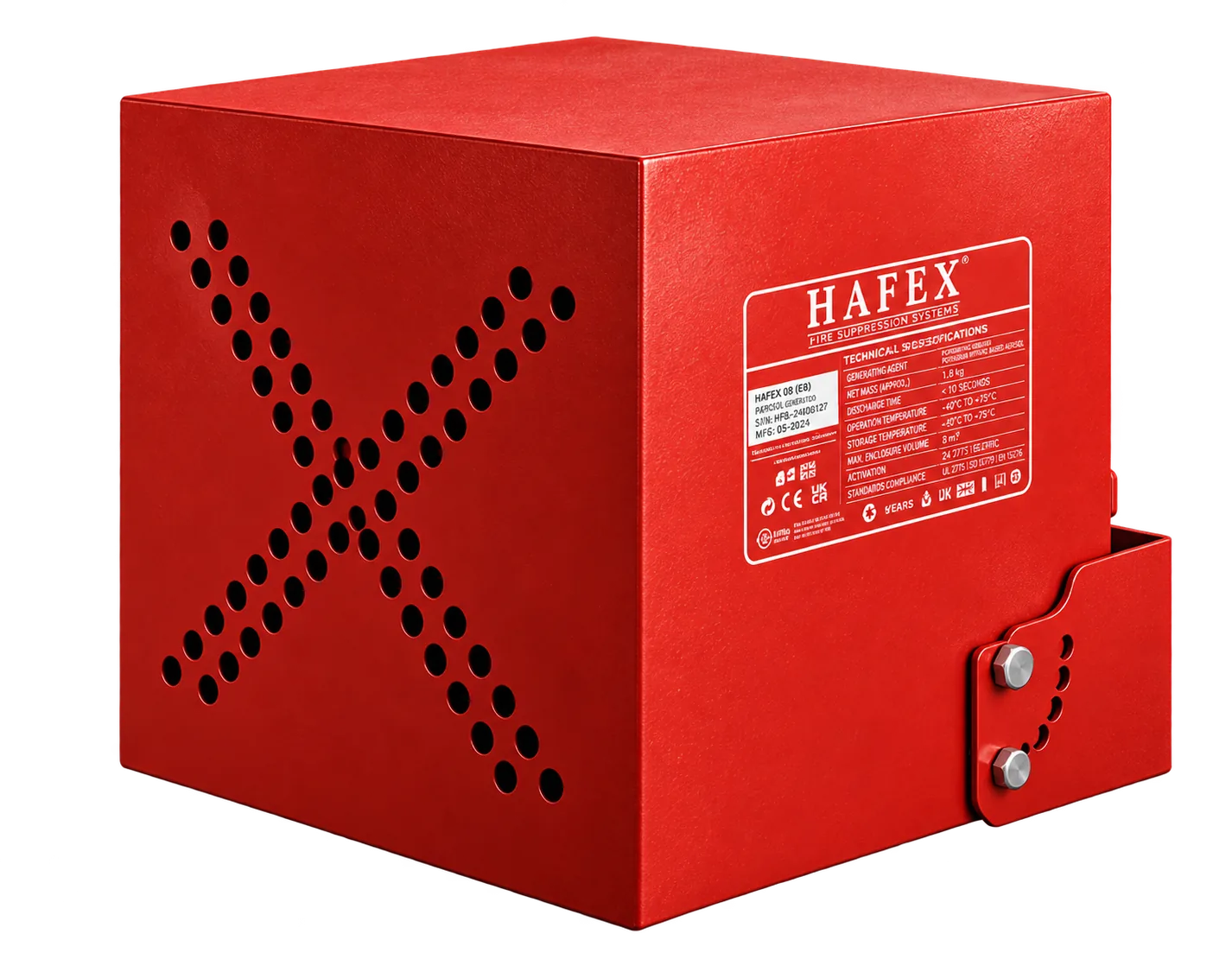 Générateur HAFEX GRAND rouge, avec diffuseur perforé en X et fixation latérale